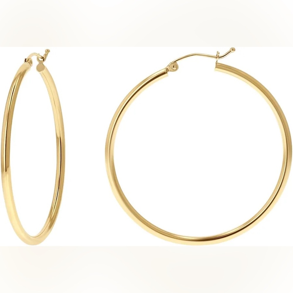 Ring Concierge 2mm Solid 14k Yellow Gold Hoop Ear… - image 2